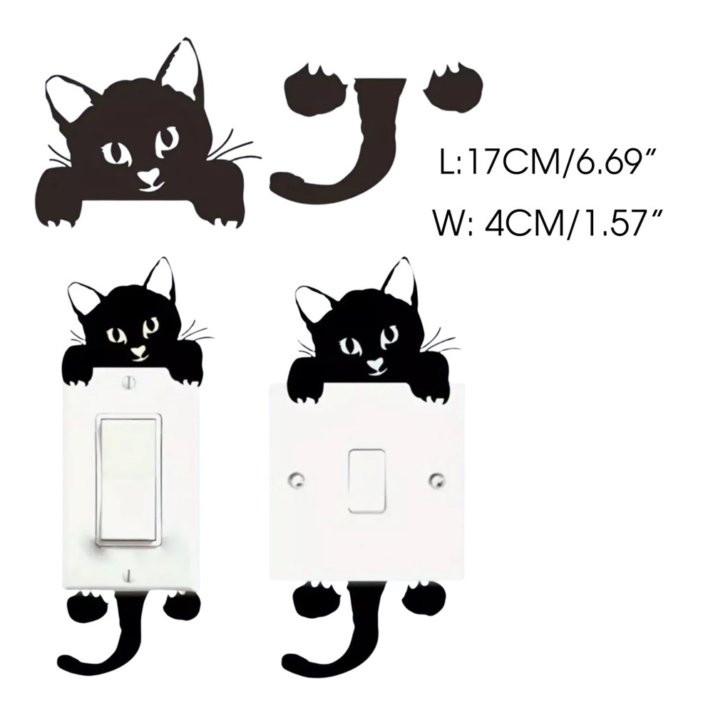 1—BLACK CAT LIGHTSWITCH VINYL DECAL (FREE MYSTERY CAT THEME GIFT W/PURCHASE)🐈‍⬛